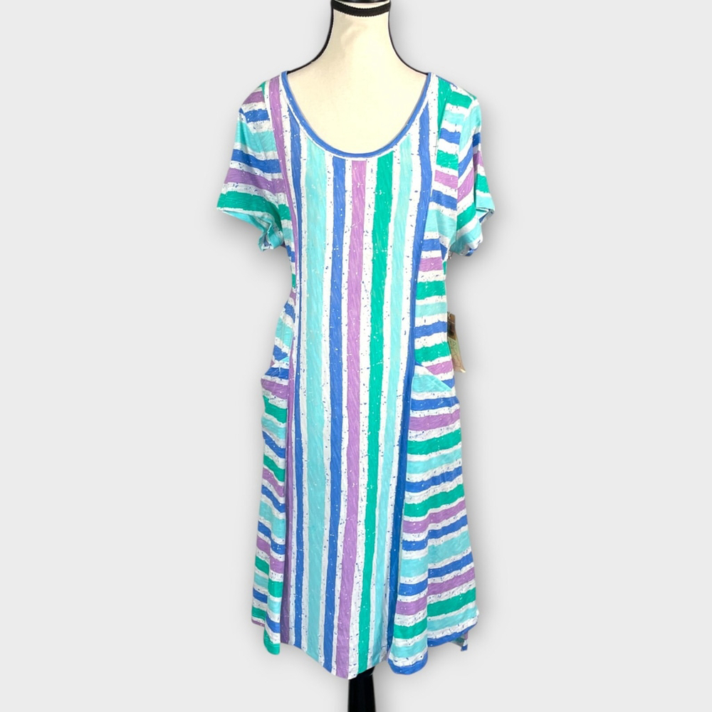 Escape by Habitat Shift Dress LARGE Marina 100% Cotton Travel Beach Resort NEW